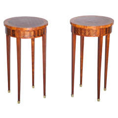 Pair of Northern Italian Geometric Parquetry End Tables