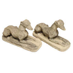 Pair of Cast Stone Garden Whippets