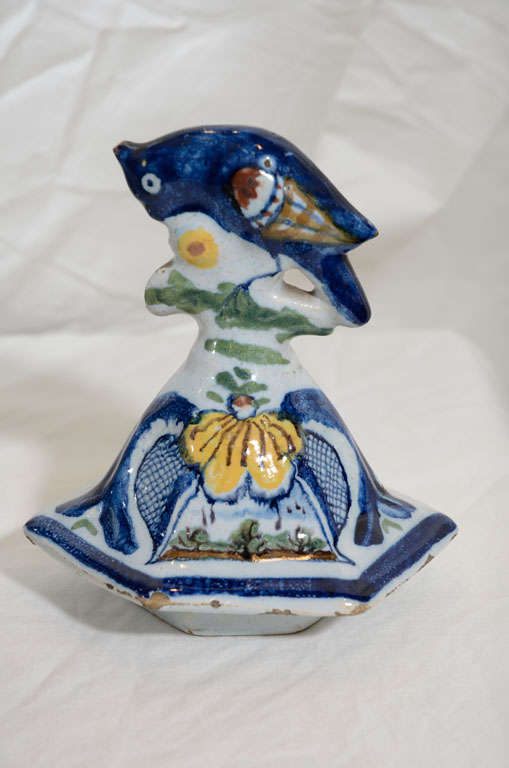 Dutch Delft Garniture of Five Vases Painted in Cobalt Blue Yellow and Green In Excellent Condition In Katonah, NY