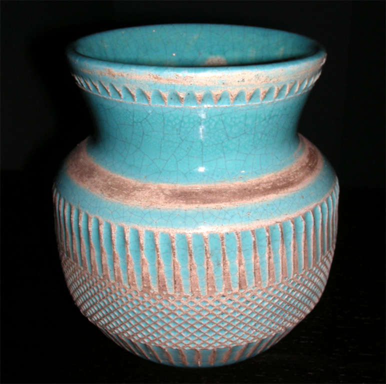 Art Deco 1930s Glazed Ceramic Vase by Jean Besnard For Sale