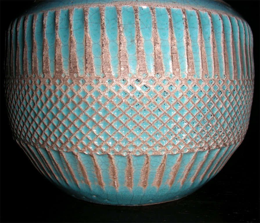 1930s Glazed Ceramic Vase by Jean Besnard In Good Condition For Sale In Paris, FR