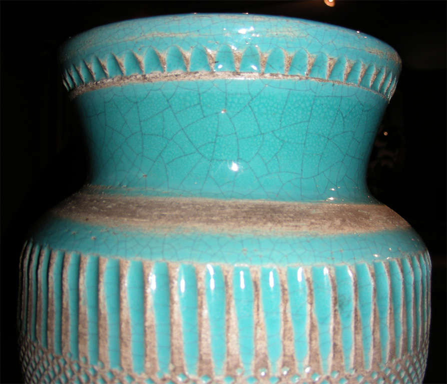 1930s Glazed Ceramic Vase by Jean Besnard For Sale 1