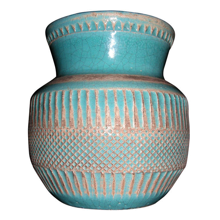 1930s Glazed Ceramic Vase by Jean Besnard For Sale