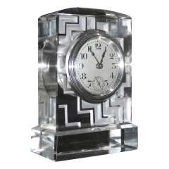 1930s Clock in Cut Glass by Jean Luce 1930s Clock in Cut Glass by Jean Luce