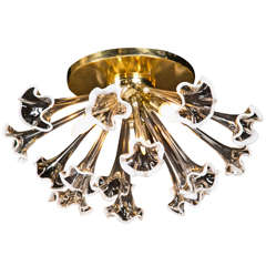 Brass 
glass Murano Flushmount Light Fixture