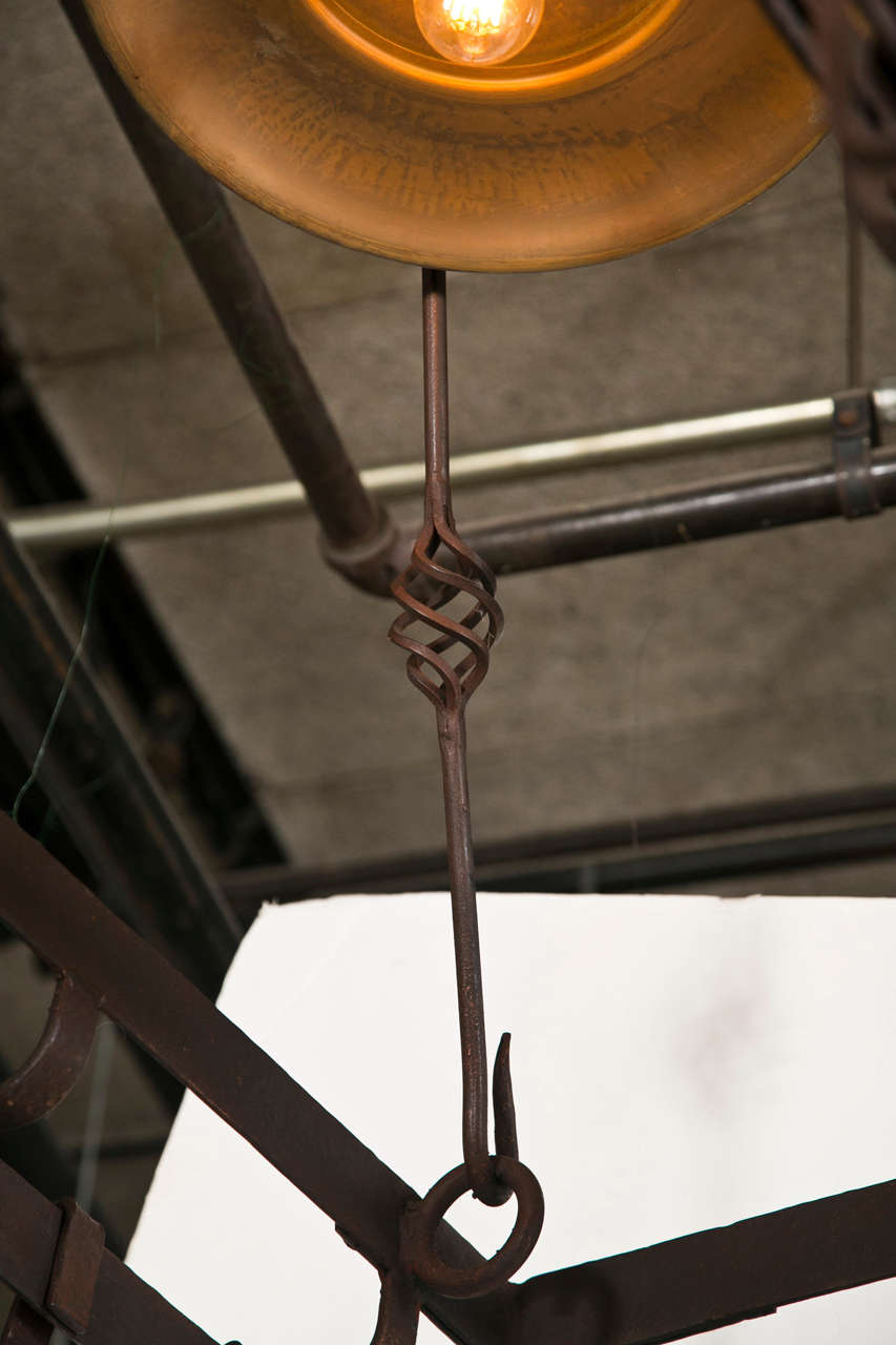 Wrought Iron Pot Hanging Pot Rack with Center Light at 1stdibs