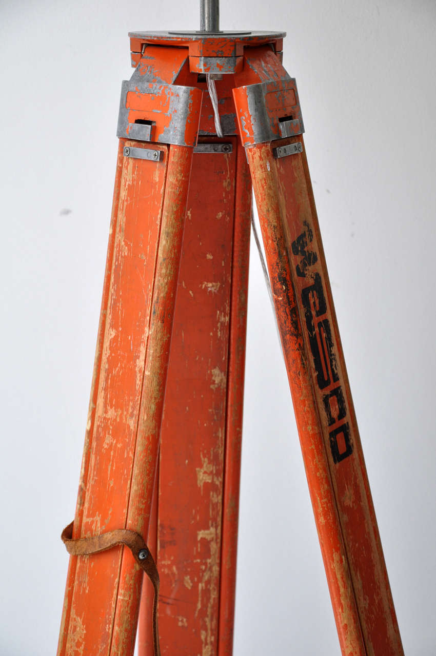 Orange Surveyor's Lamp In Good Condition In Phoenix, AZ