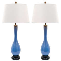 Pair of Vintage Lavender-Blue Murano Lamps