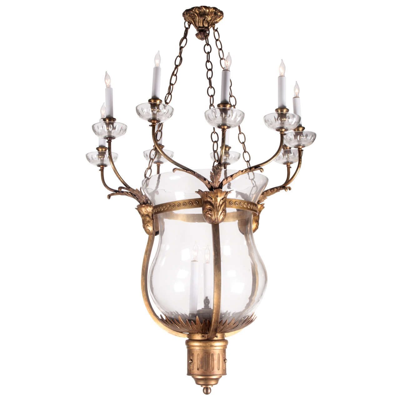 1930s Oversized Bronze And Glass Bell Jar Chandelier From The Plaza 1930s Oversized Bronze And Glass Bell Jar Chandelier From The Plaza Hotel For