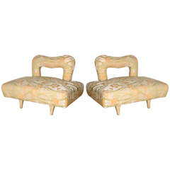 Retro Pair of Unique Backed 1960s Mid-Century Modern Chairs