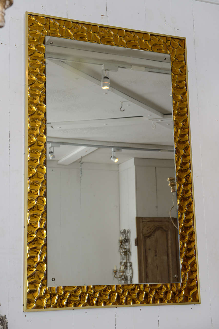 1960's Molded Glass Framed Mirror