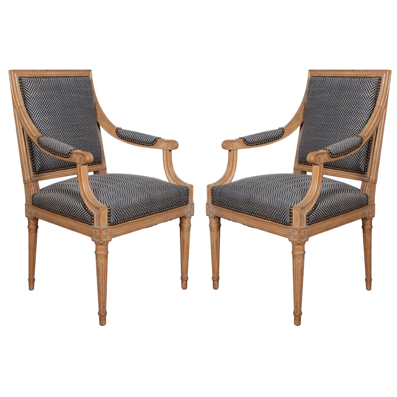 Pair of 18th Century Herringbone Chairs For Sale