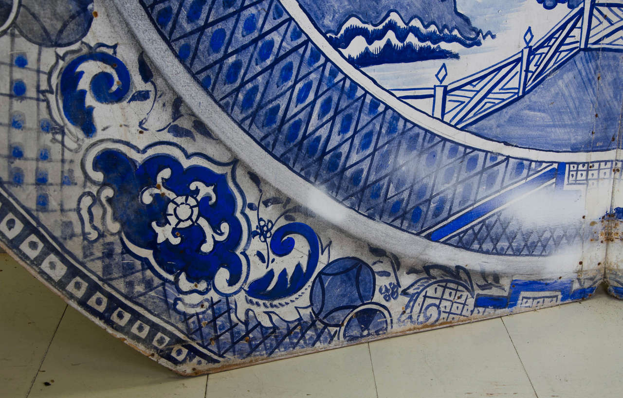 British Huge Screen or Wall Hanging in the Form of a Willow Pattern Plate