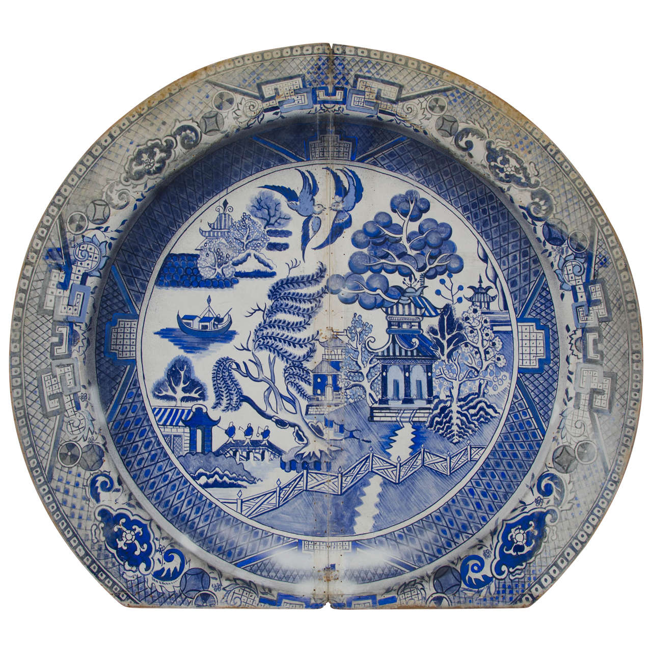 Huge Screen or Wall Hanging in the Form of a Willow Pattern Plate