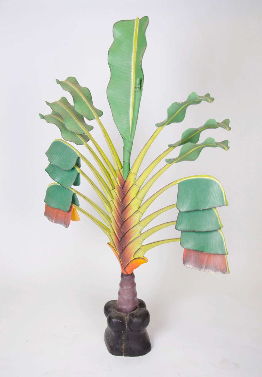 Colourful and extravagant Tropical Plant in carved wood