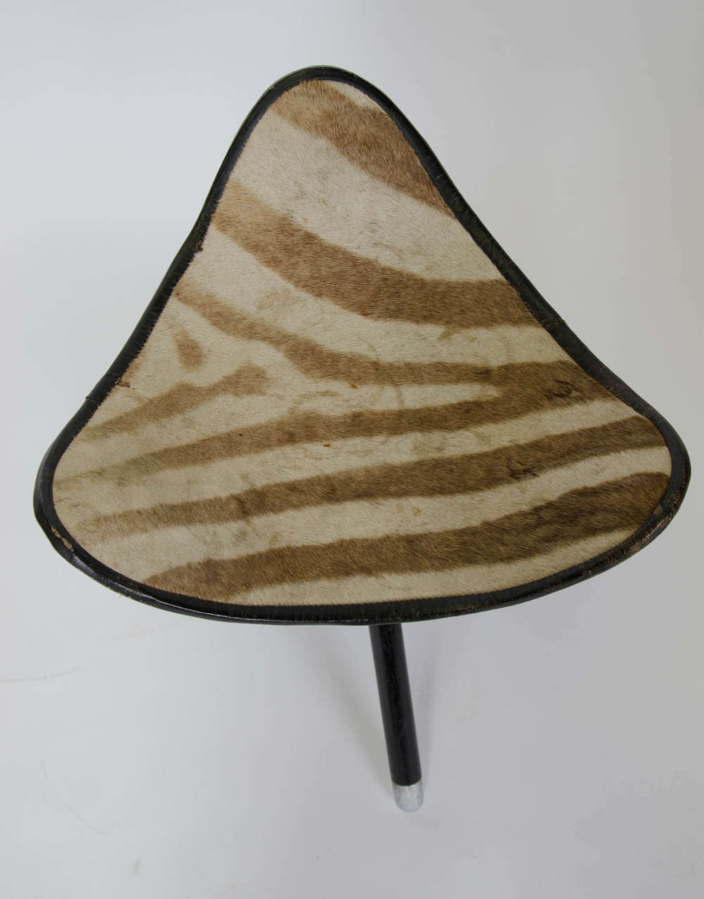Pair of 1950s French Folding Safari Stools with Zebra Hide Seats 3