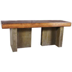 Transitional Styled Slab Top Console Table