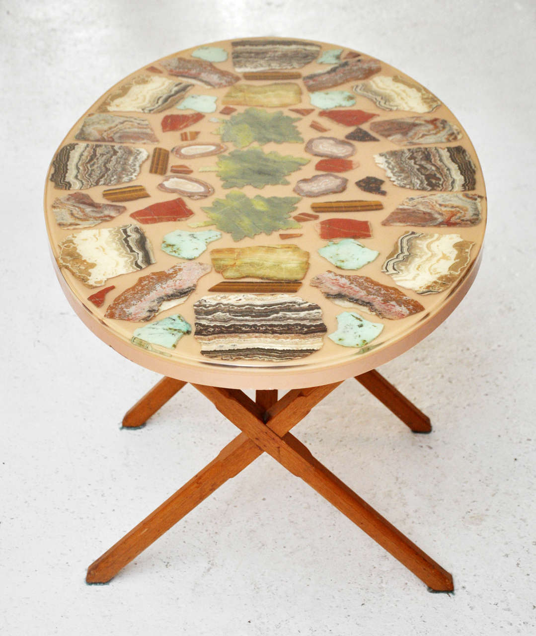 20th Century Agate Slice Oval Breakfast Table