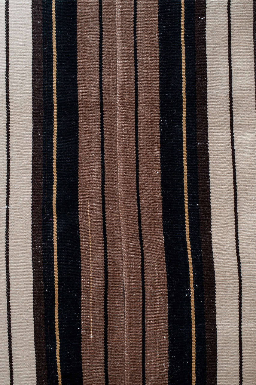 Tribal Mid-Century Modern Central Anatolian Kilim Rug with Stripes For Sale