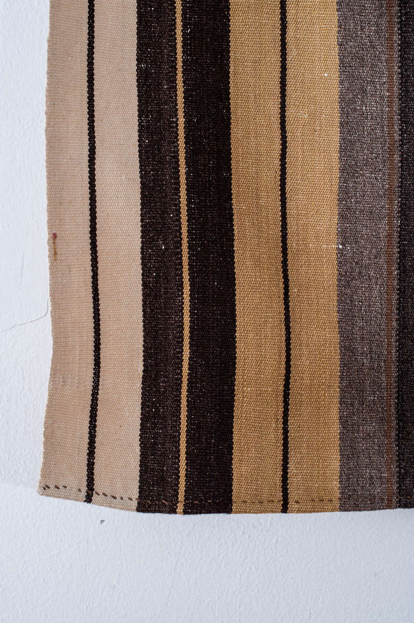 Hand-Woven Mid-Century Modern Central Anatolian Kilim Rug with Stripes For Sale