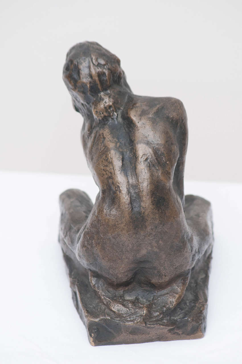 J. Konarek 20th Century Bronze Crouching Female In Excellent Condition For Sale In Kensington, MD