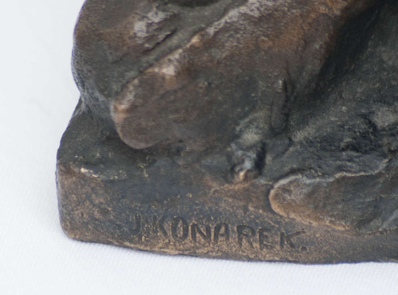 J. Konarek 20th Century Bronze Crouching Female For Sale 1