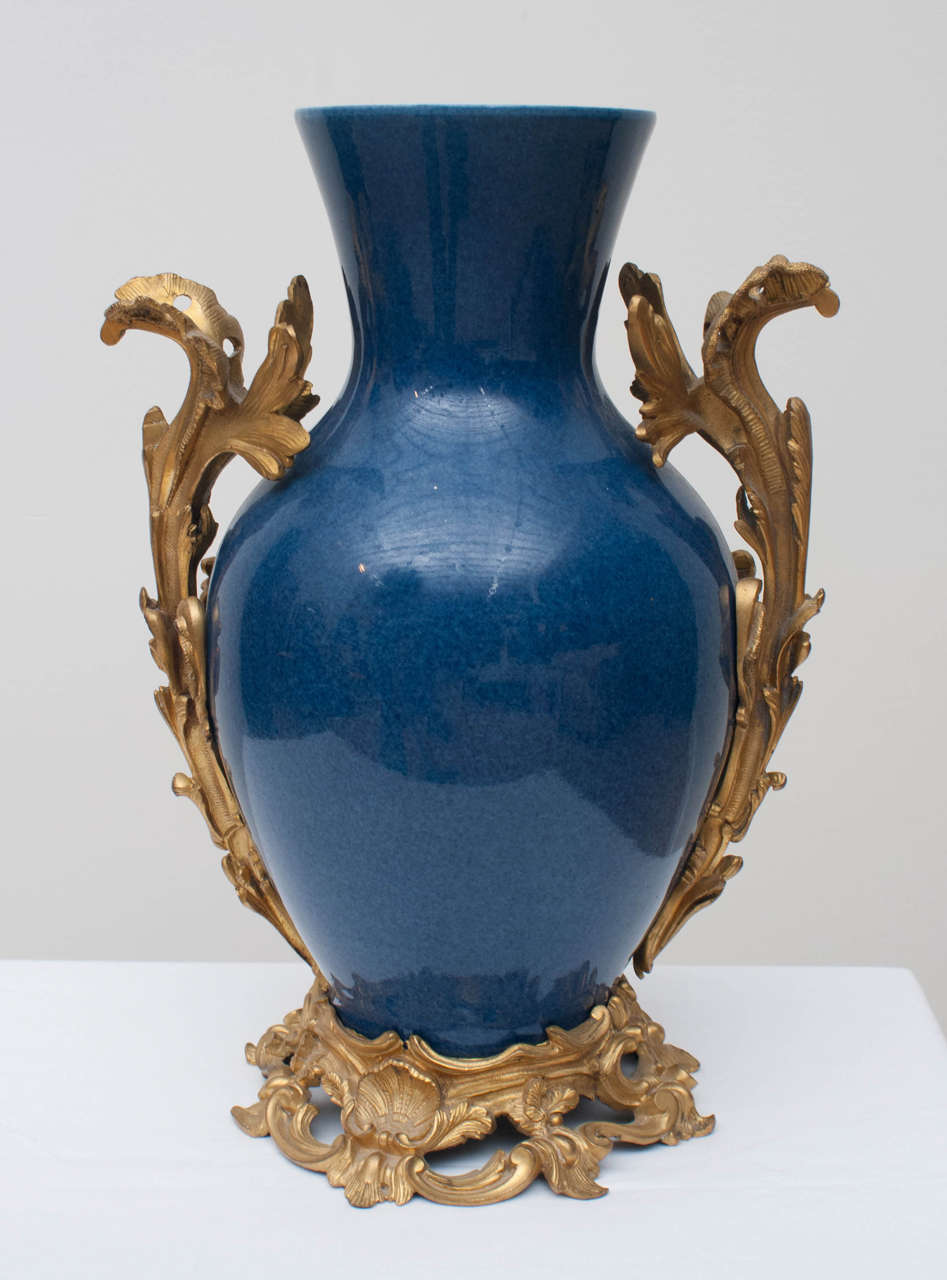 French Louis XV Style Chinese Porcelain Vases with Gilt Bronze