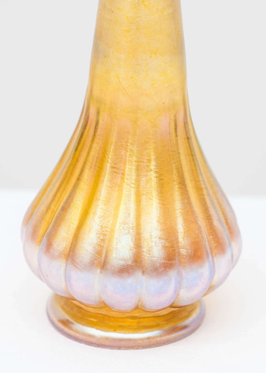 Art Nouveau Early Tiffany Favrile Cabinet Glass Vase L.C.T.