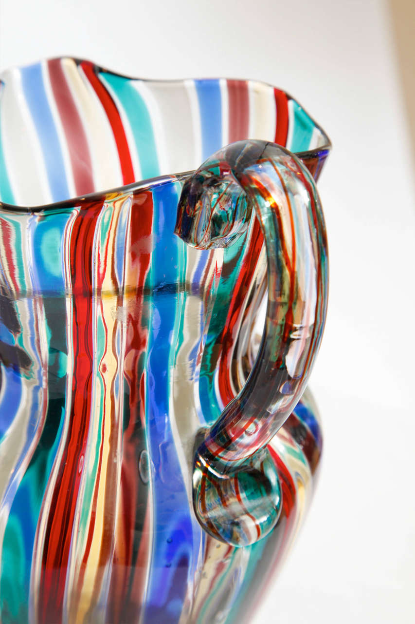 Blown Glass Gio Ponto for Venini, 'Sette Colori' Jug