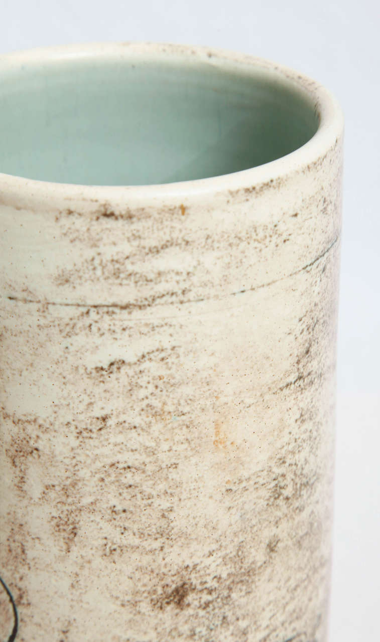 Ceramic Jacques Blin Cylindrical Vase For Sale