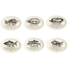 Gien, France - Set of Six Decorative Plates by Pierre Maitre.