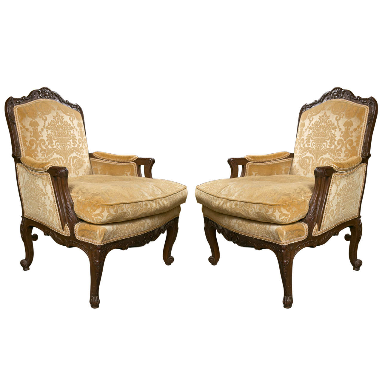 Pair Louis XV Oak Bergeres