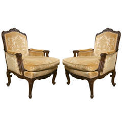 Pair Louis XV Oak Bergeres