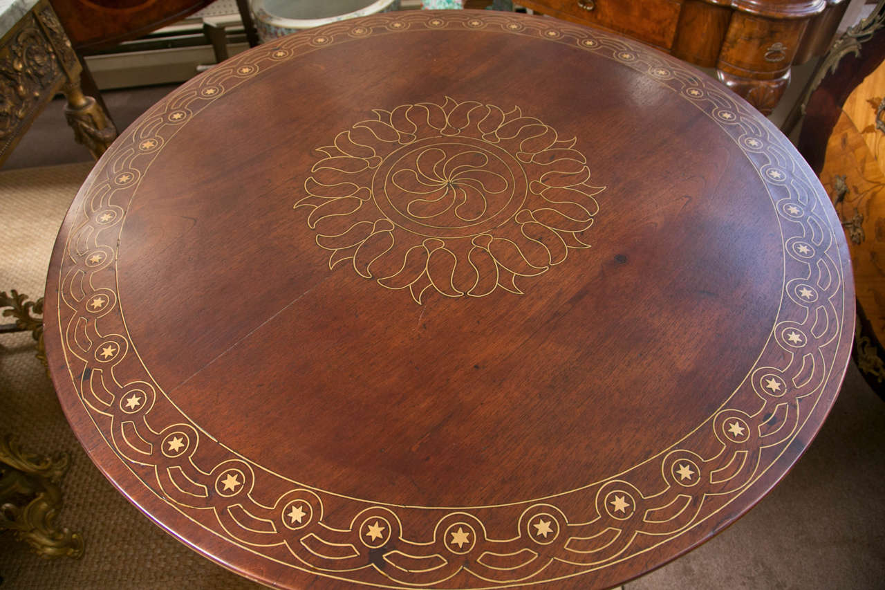 Unusual Anglo-Indian Brass Inlaid Center Table 6