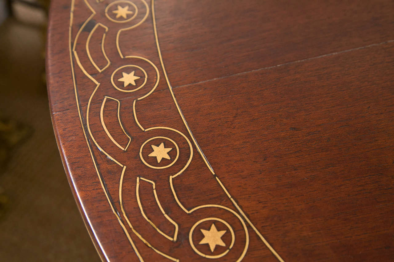 Unusual Anglo-Indian Brass Inlaid Center Table In Excellent Condition In Woodbury, CT