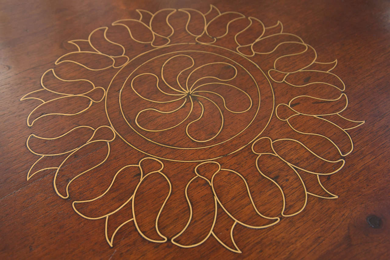 19th Century Unusual Anglo-Indian Brass Inlaid Center Table