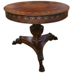 Unusual Anglo-Indian Brass Inlaid Center Table