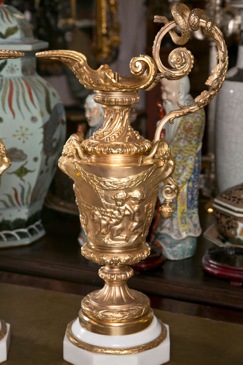Pair of Gilded Metal Lamp Bases For Sale 2