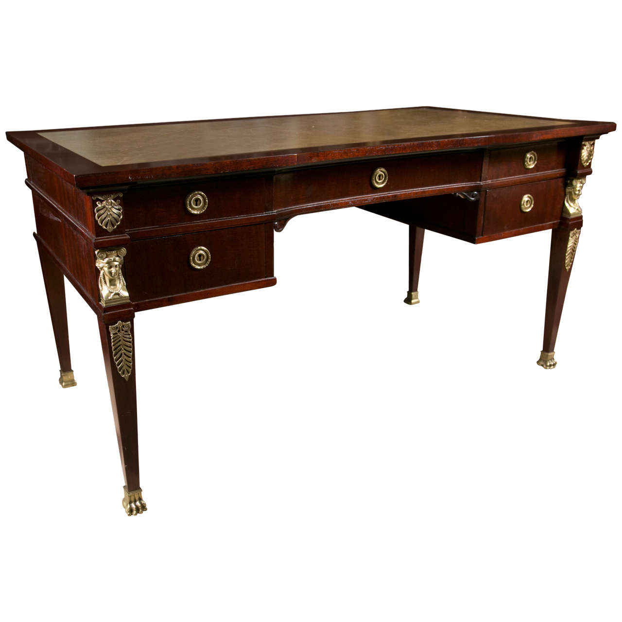 Empire Style Leather Top Writing Table For Sale