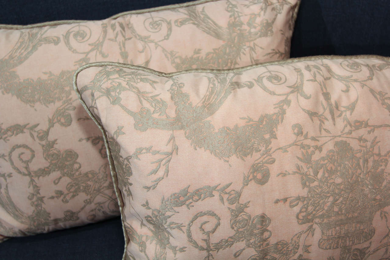 Pale Pink Fortuny Pillows In Excellent Condition In Seattle, WA