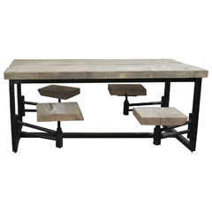 Swing Out Seat Industrial Base Table