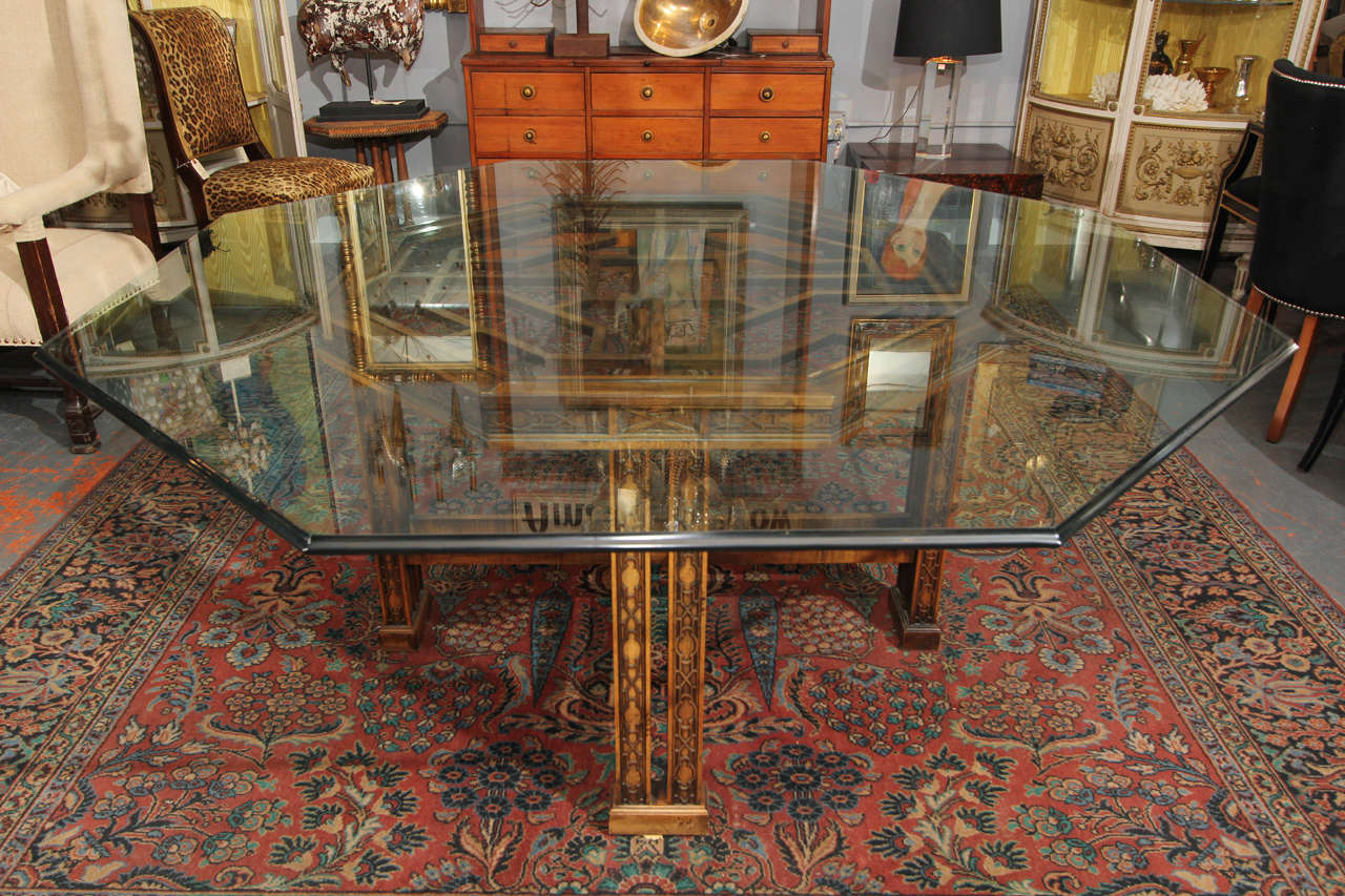 octagon glass patio table