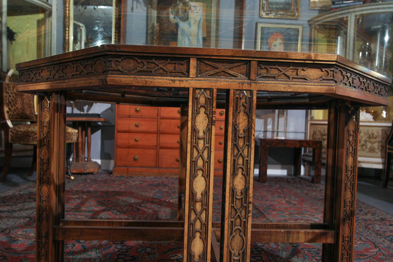 Maguire Chinoiserie Octagonal Table In Distressed Condition For Sale In Seattle, WA