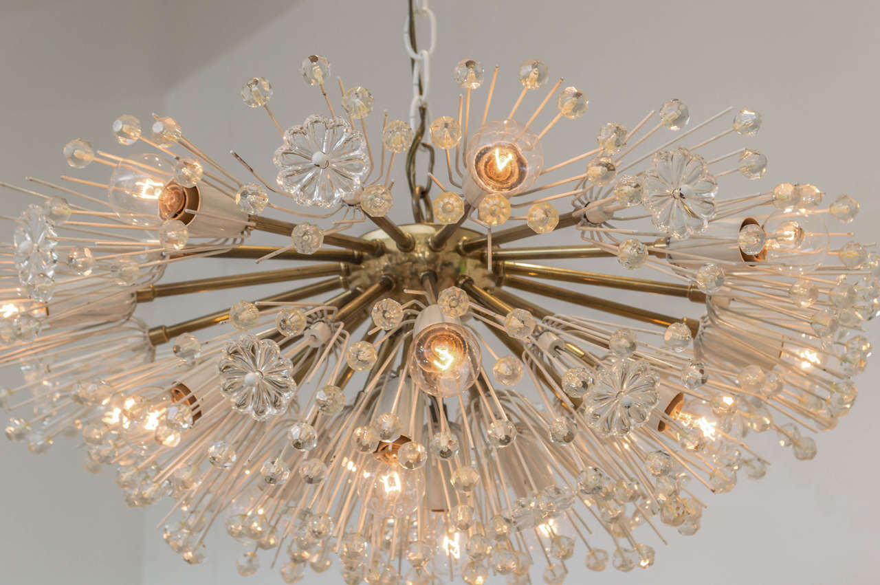 Mid-20th Century Emil Stejnar Brass and Glass Chandelier For Sale