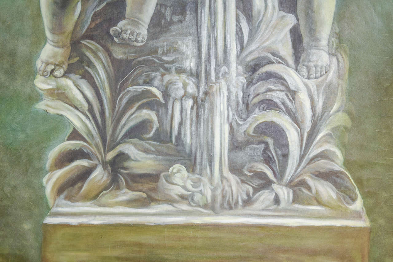 Large Oil Painting of Cherubs at Fountain 4