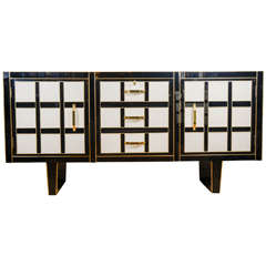 Stately Buffet All in Black and Beige Glass Tinged in the Mass