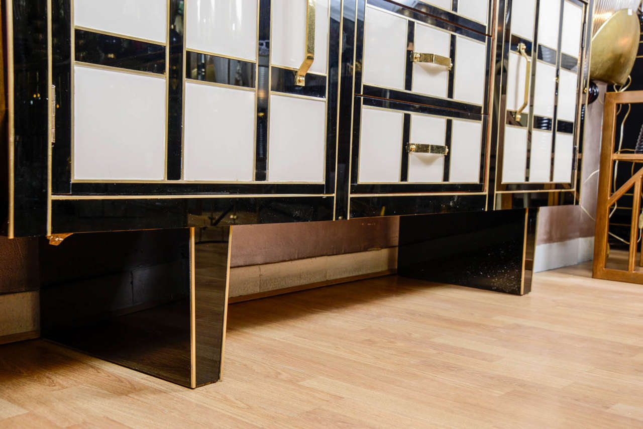Stately Buffet All in Black and Beige Glass Tinged in the Mass 1