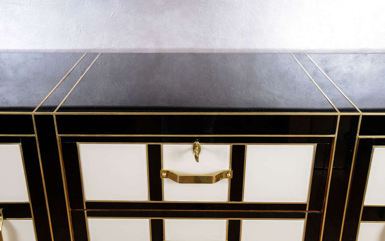 Stately Buffet All in Black and Beige Glass Tinged in the Mass 2