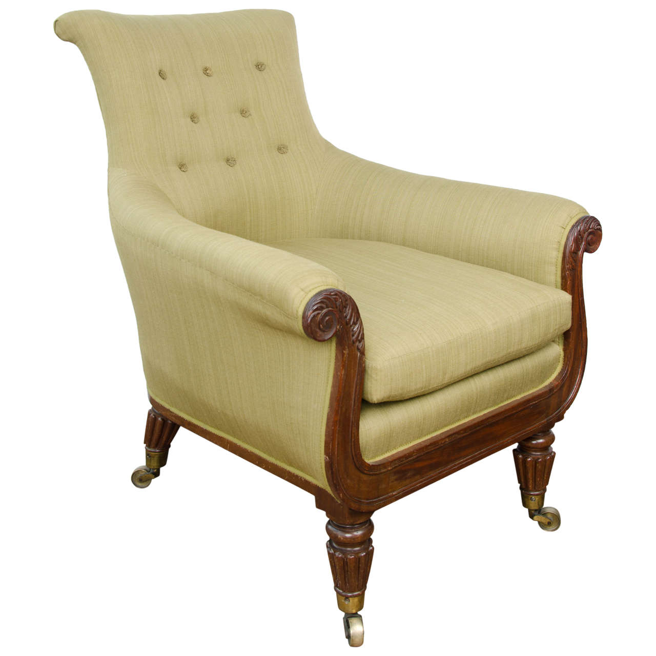 Regency Mahogany Library Bergere For Sale