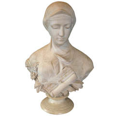 White Marble Portrait Bust of a Young Woman